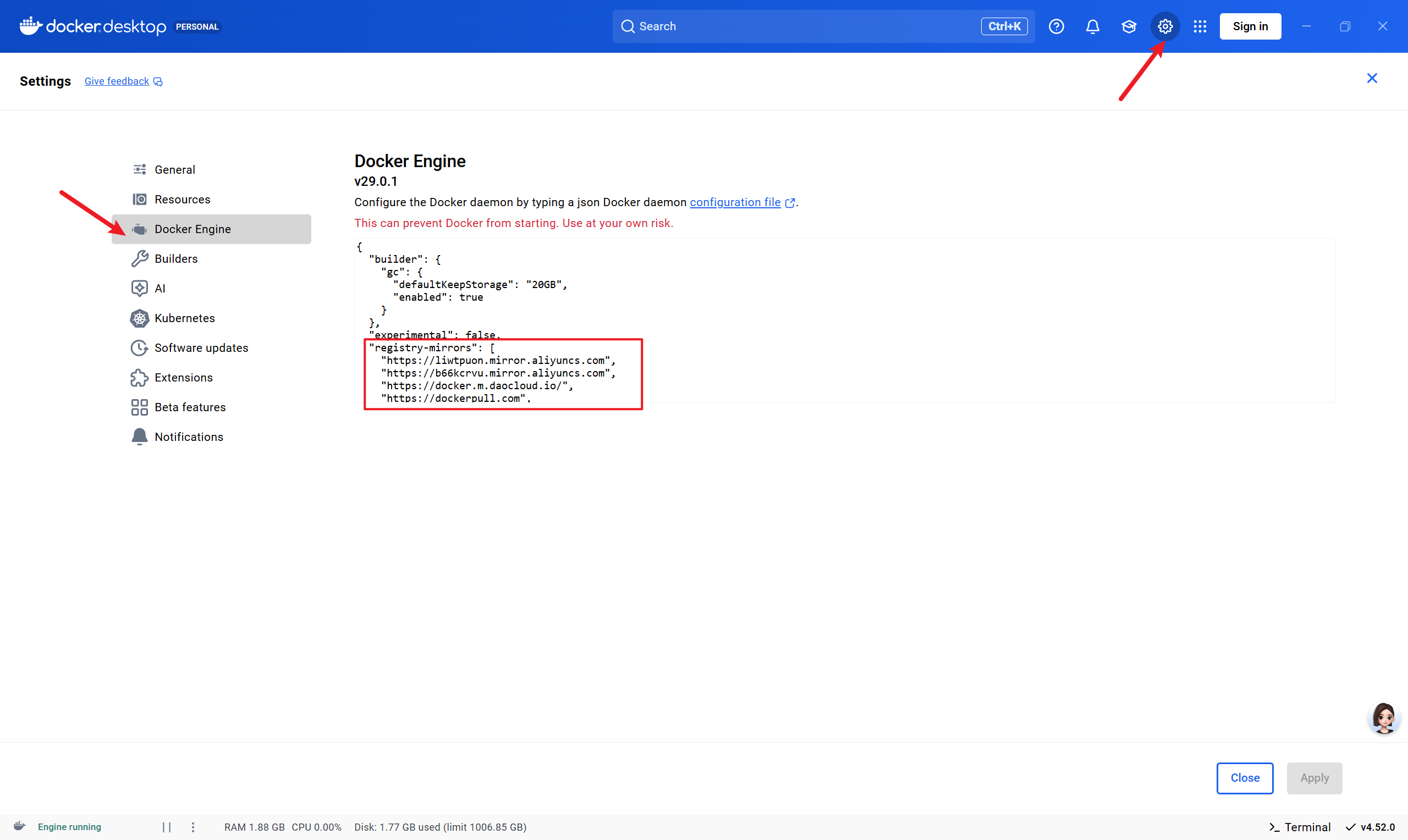 Docker Engine 镜像加速配置